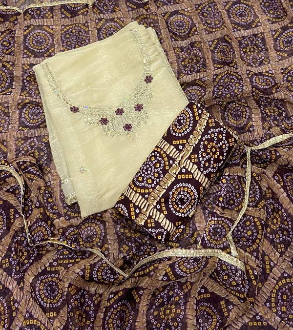 Fancy Shimmer Suit Set with Bits & Sequins Work - Yanchi