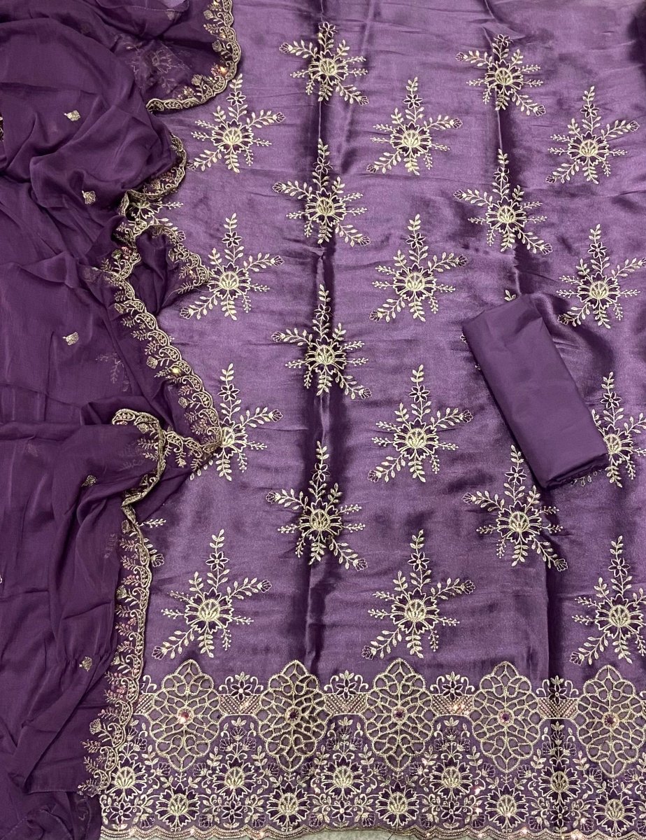 Fancy Shimmer Suit Set with Sequins & Stone Work - Yanchi