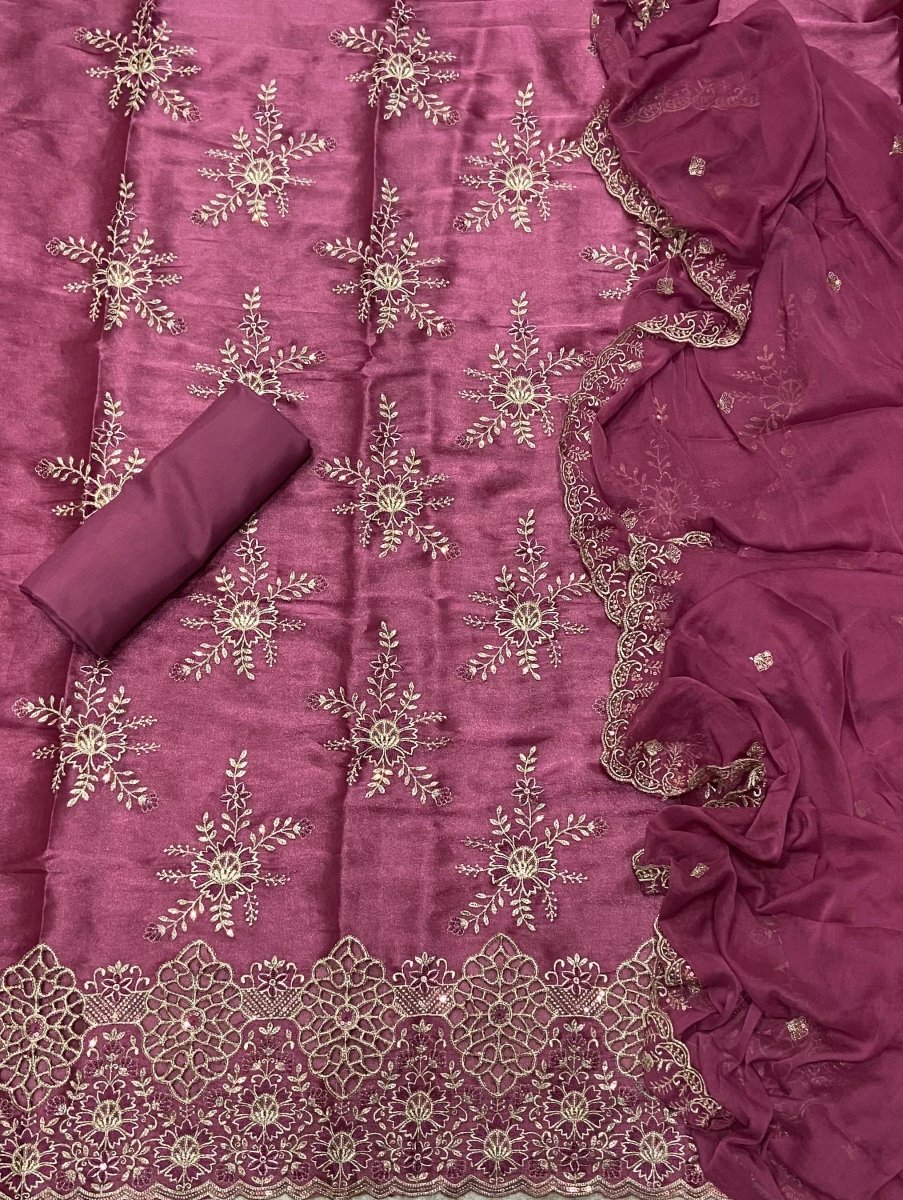 Fancy Shimmer Suit Set with Sequins & Stone Work - Yanchi