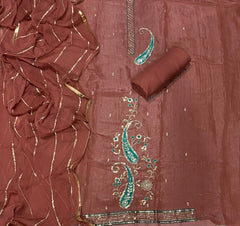 Fancy Shimmer Suit Set with Sequins & Zari Work - Yanchi