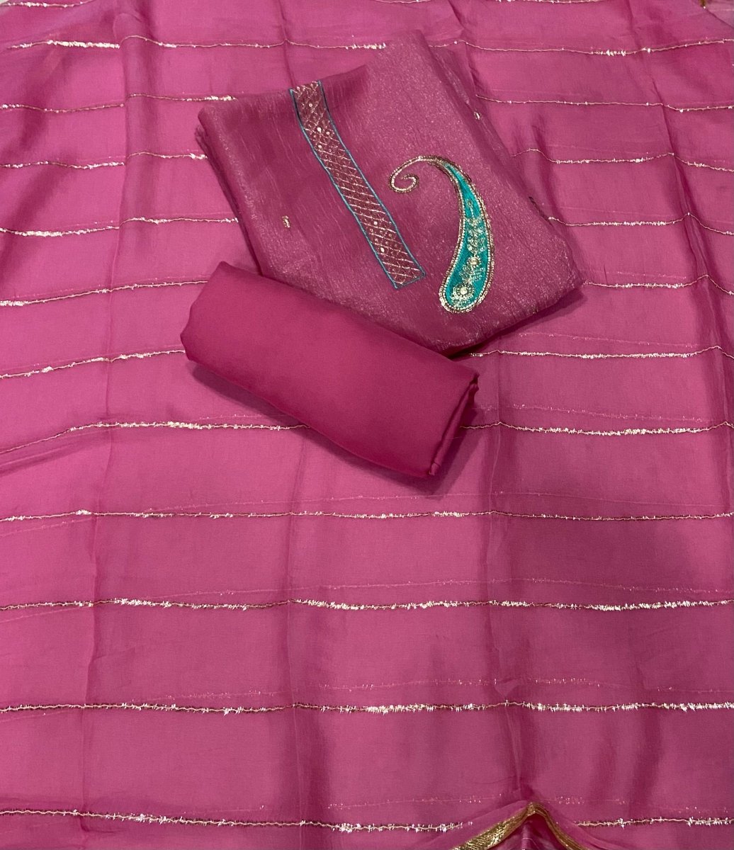 Fancy Shimmer Suit Set with Sequins & Zari Work - Yanchi