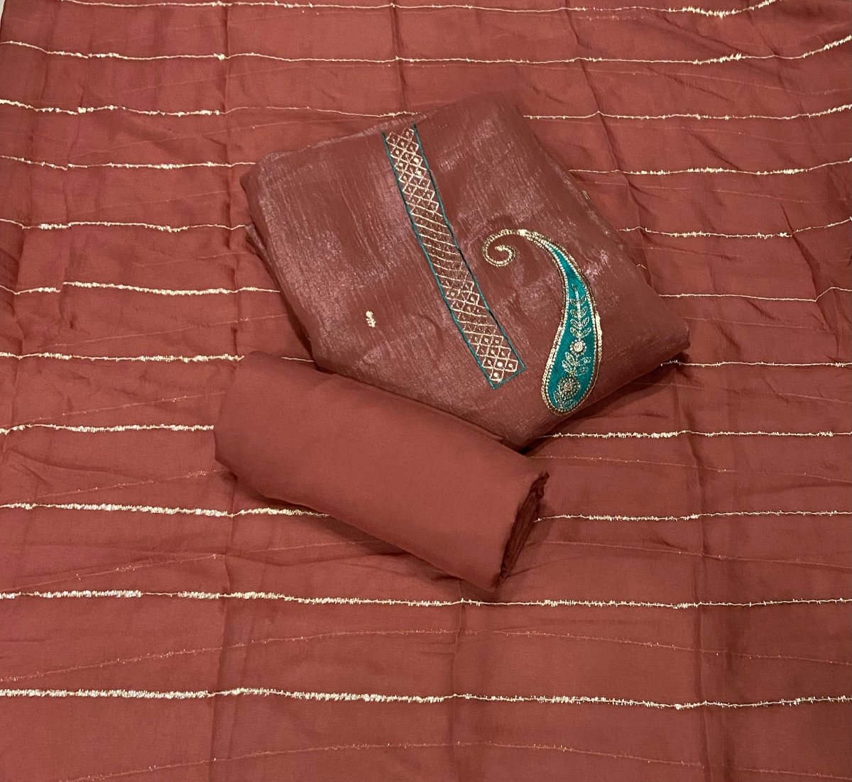 Fancy Shimmer Suit Set with Sequins & Zari Work - Yanchi