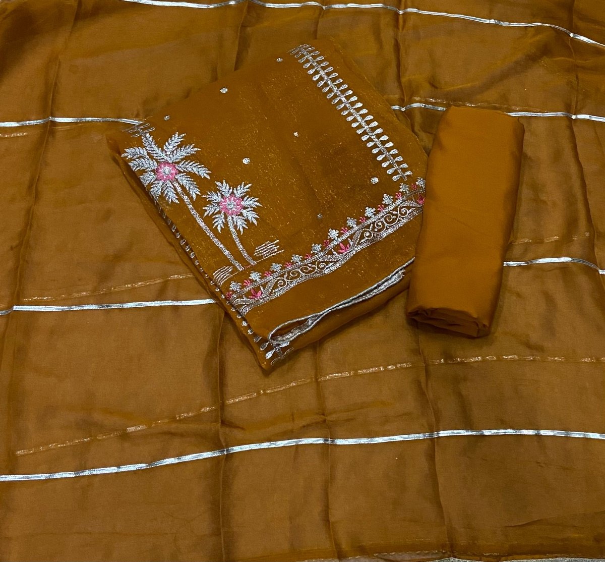 Fancy Shimmer Suit Set with Sequins & Zari Work - Yanchi