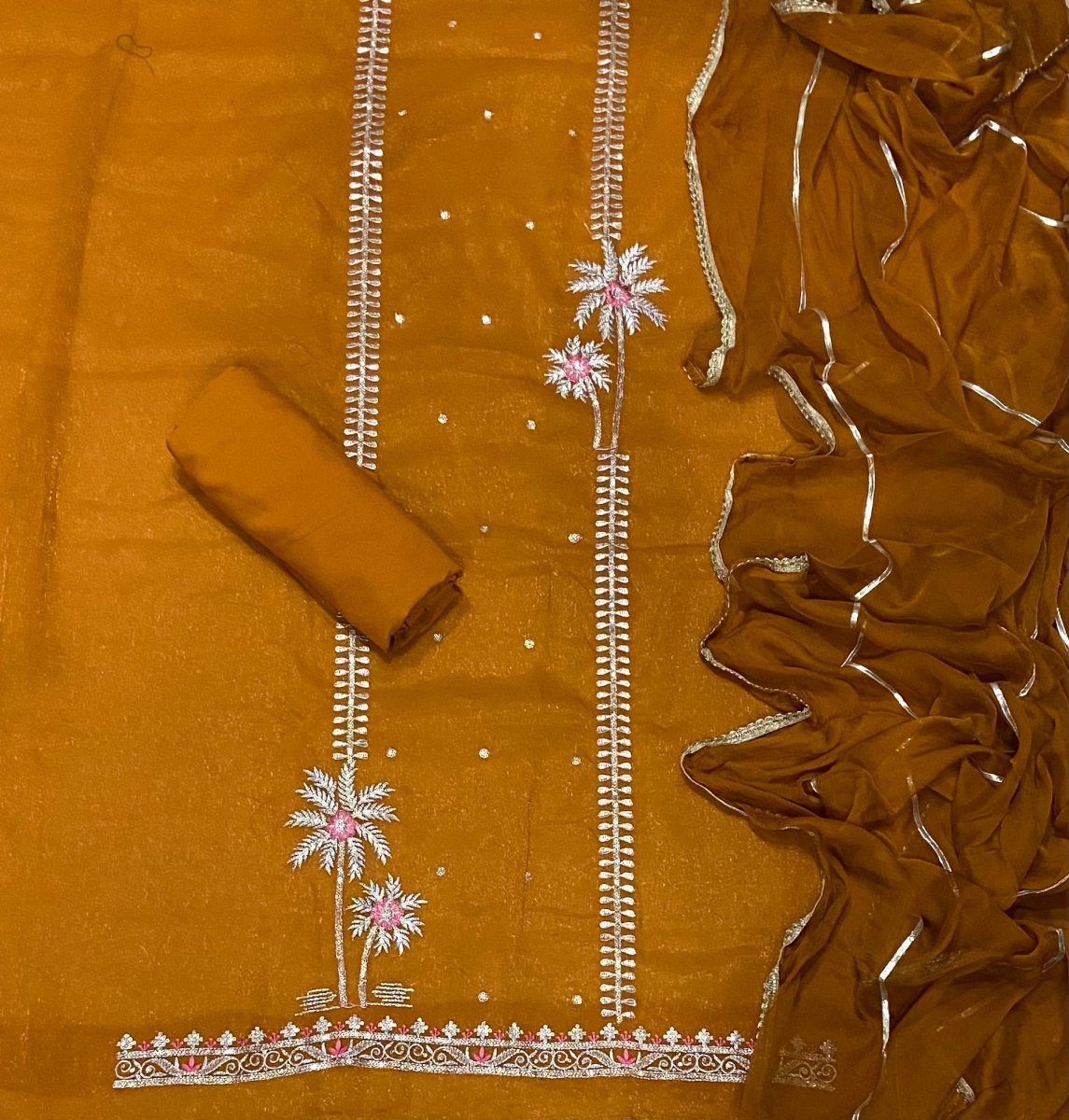 Fancy Shimmer Suit Set with Sequins & Zari Work - Yanchi