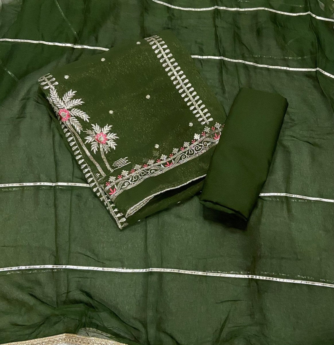 Fancy Shimmer Suit Set with Sequins & Zari Work - Yanchi