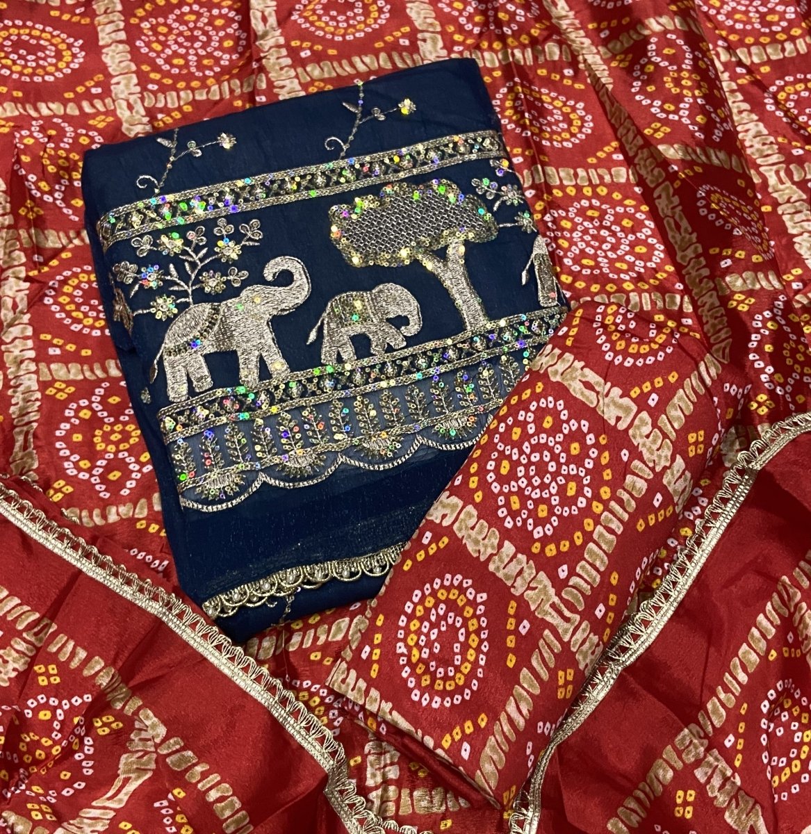 Fancy Shimmer Suit Set with Zari & Sequins Work - Yanchi