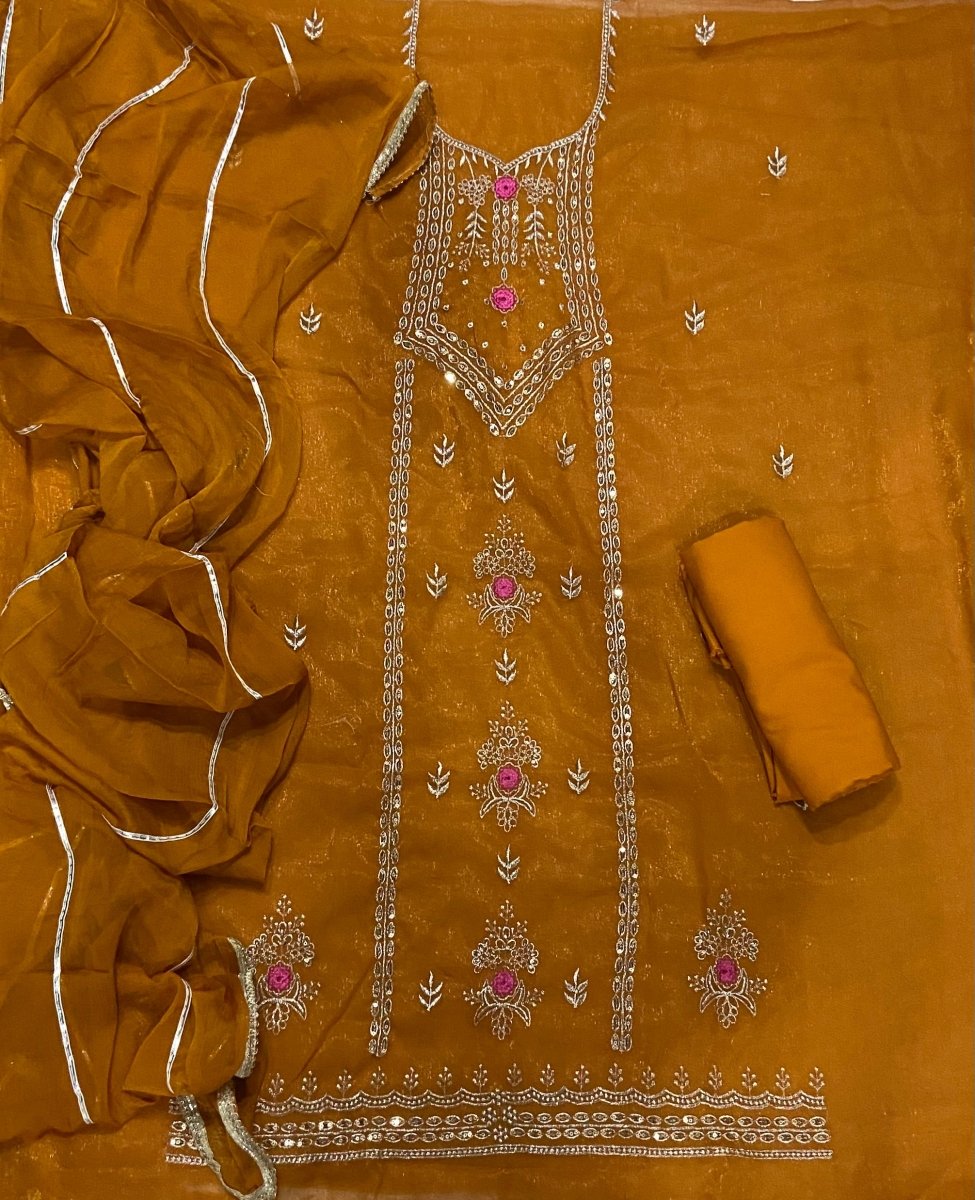 Fancy Shimmer Suit Set with Zari & Sequins Work - Yanchi