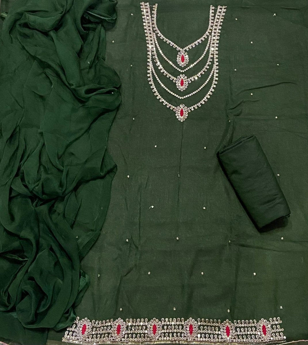 Fancy Shimmer Suit Set with Zari & Sequins Work - Yanchi