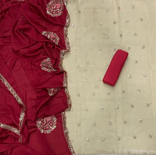 Fancy Shimmer Suit Set with Zari & Sequins Work - Yanchi