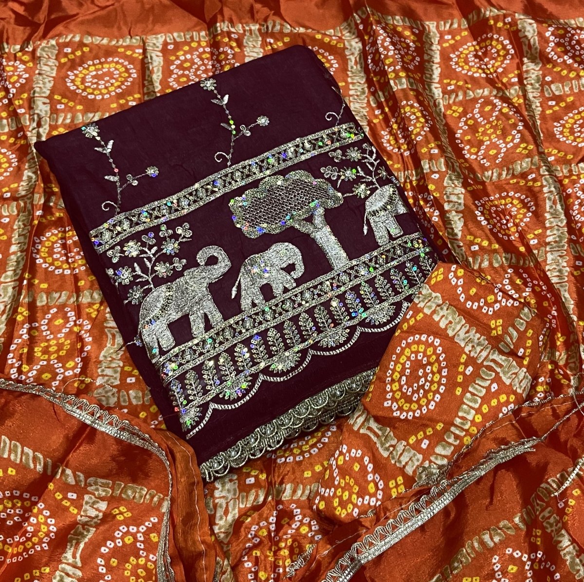 Fancy Shimmer Suit Set with Zari & Sequins Work - Yanchi