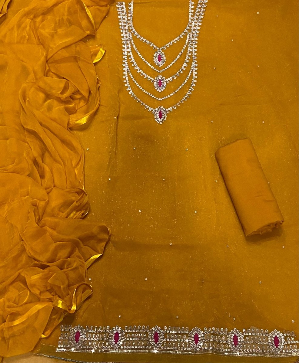 Fancy Shimmer Suit Set with Zari & Sequins Work - Yanchi