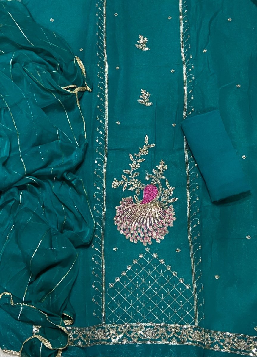 Fancy Shimmer Suit Set with Zari & Sequins Work - Yanchi