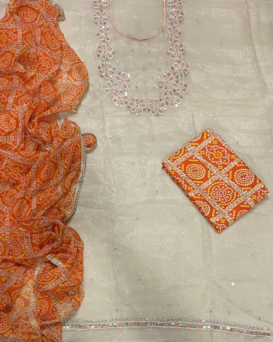Fancy Shimmer Suit Set with Zari & Sequins Work - Yanchi