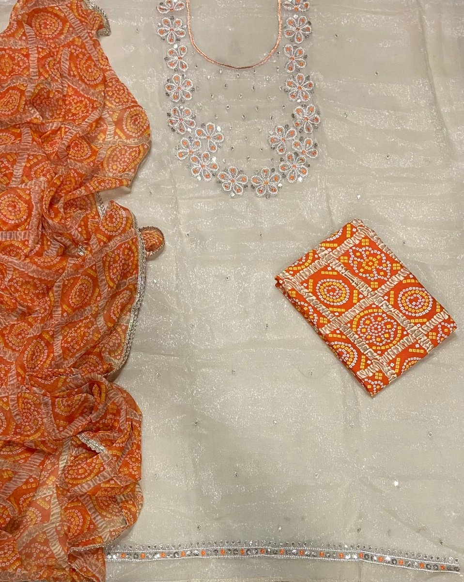 Fancy Shimmer Suit Set with Zari & Sequins Work - Yanchi