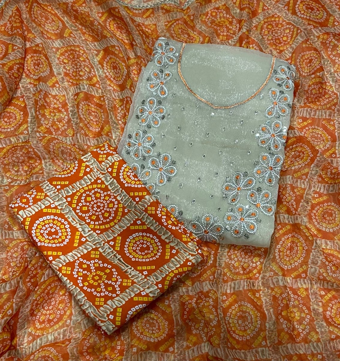 Fancy Shimmer Suit Set with Zari & Sequins Work - Yanchi