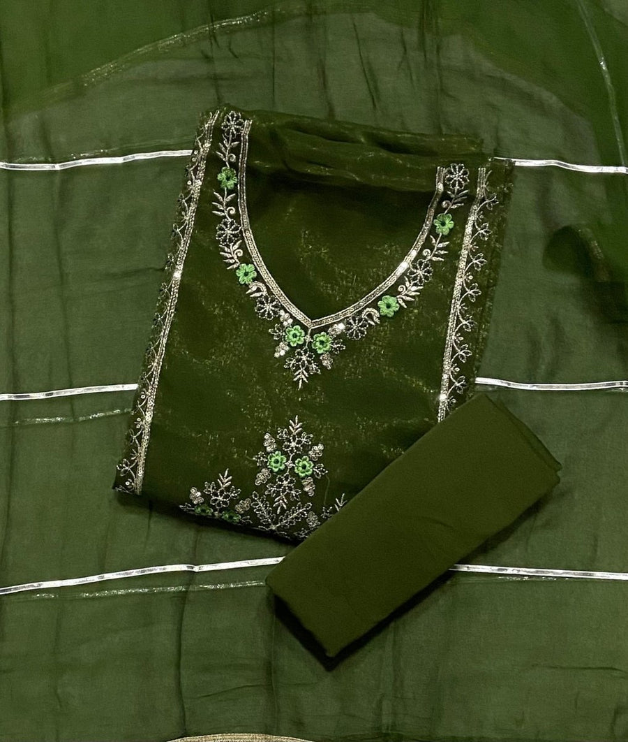 Fancy Shimmer Suit Set with Zari & Sequins Work - Yanchi