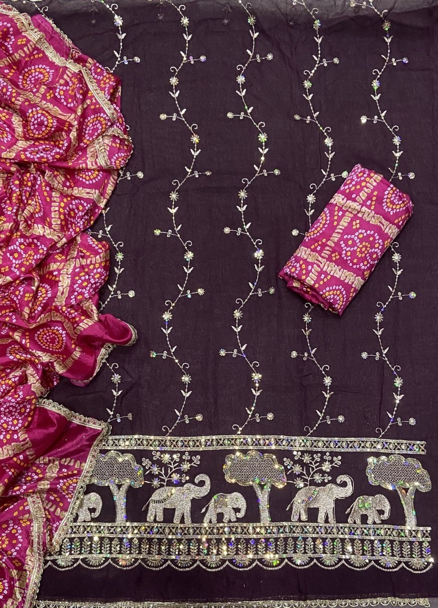 Fancy Shimmer Suit Set with Zari & Sequins Work - Yanchi