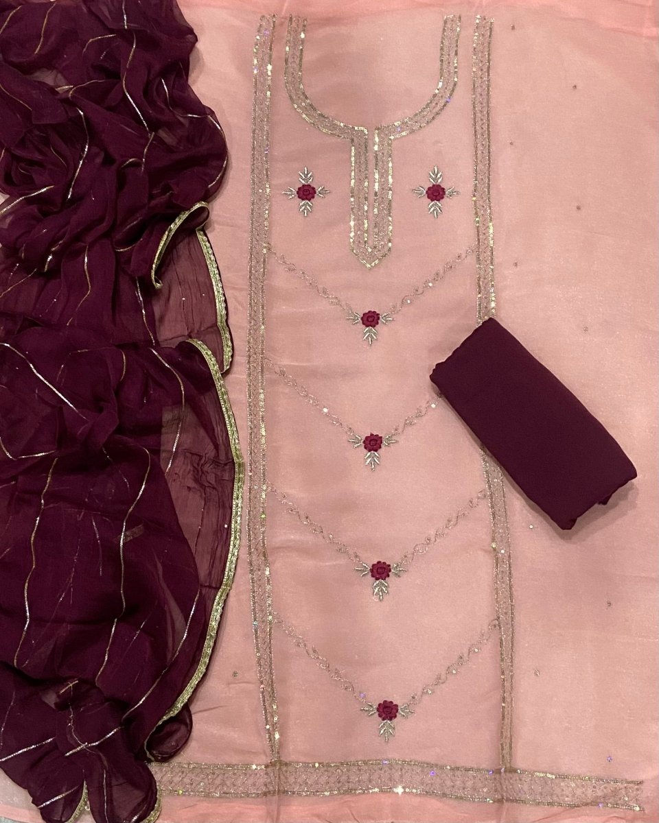 Fancy Shimmer Suit Set with Zari & Sequins Work - Yanchi