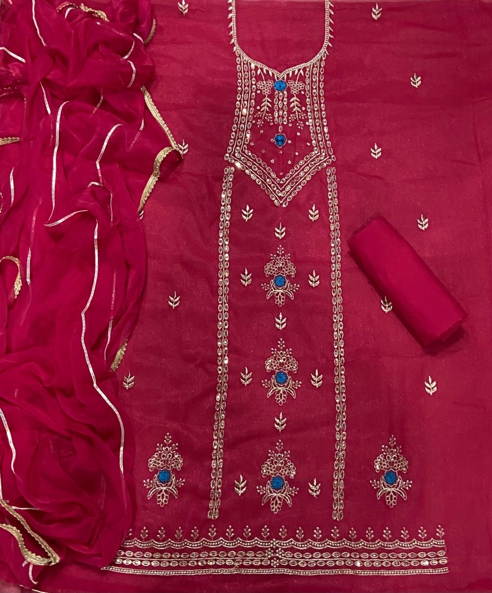 Fancy Shimmer Suit Set with Zari & Sequins Work - Yanchi