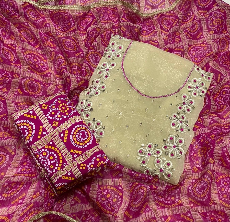 Fancy Shimmer Suit Set with Zari & Sequins Work - Yanchi