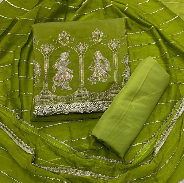 Fancy Shimmer Suit Set with Zari & Sequins Work - Yanchi