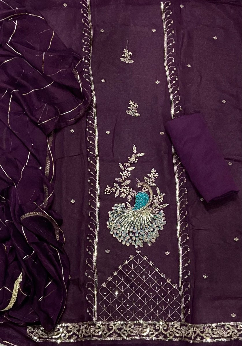 Fancy Shimmer Suit Set with Zari & Sequins Work - Yanchi