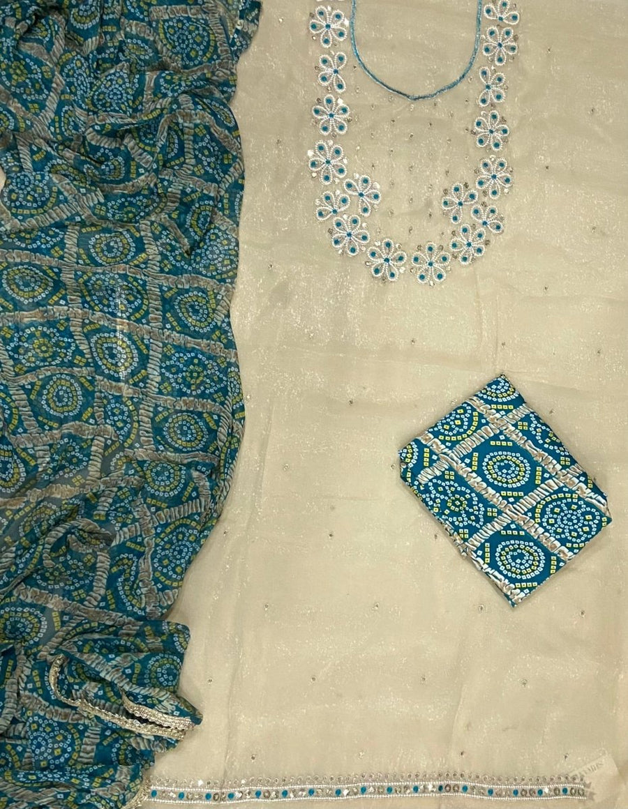 Fancy Shimmer Suit Set with Zari & Sequins Work - Yanchi