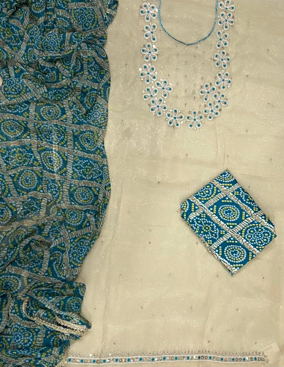 Fancy Shimmer Suit Set with Zari & Sequins Work - Yanchi