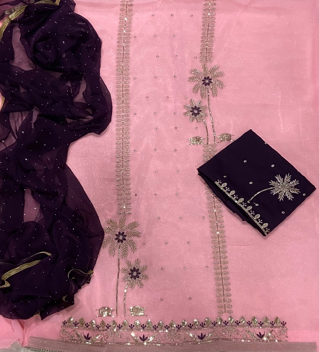 Fancy Shimmer Suit Set with Zari & Sequins Work - Yanchi