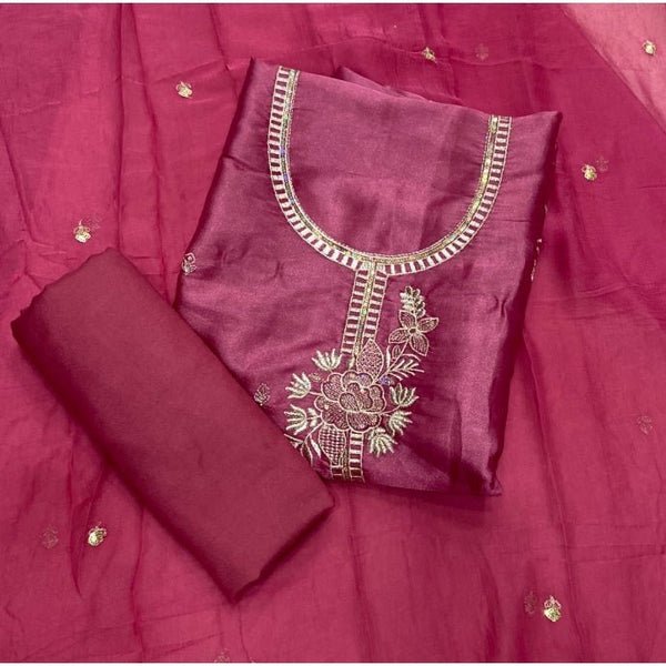Fancy Shimmer Suit Set with Zari & Sequins Work - Yanchi
