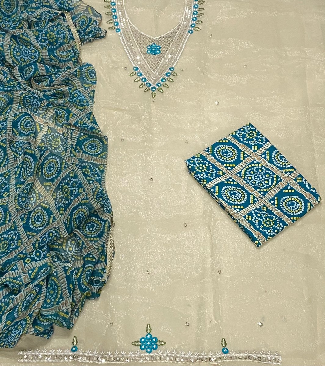 Fancy Shimmer Suit Set with Zari & Sequins Work - Yanchi