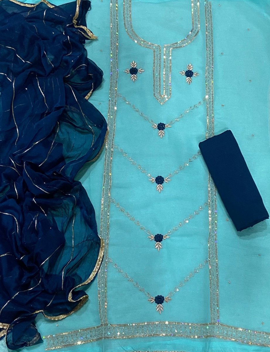 Fancy Shimmer Suit Set with Zari & Sequins Work - Yanchi