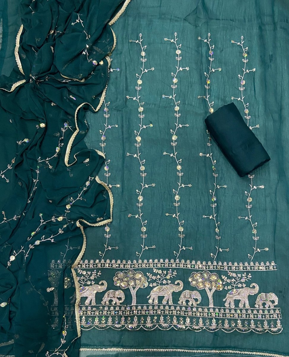 Fancy Shimmer Suit Set with Zari & Sequins Work - Yanchi