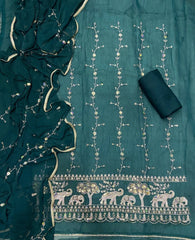 Fancy Shimmer Suit Set with Zari & Sequins Work - Yanchi