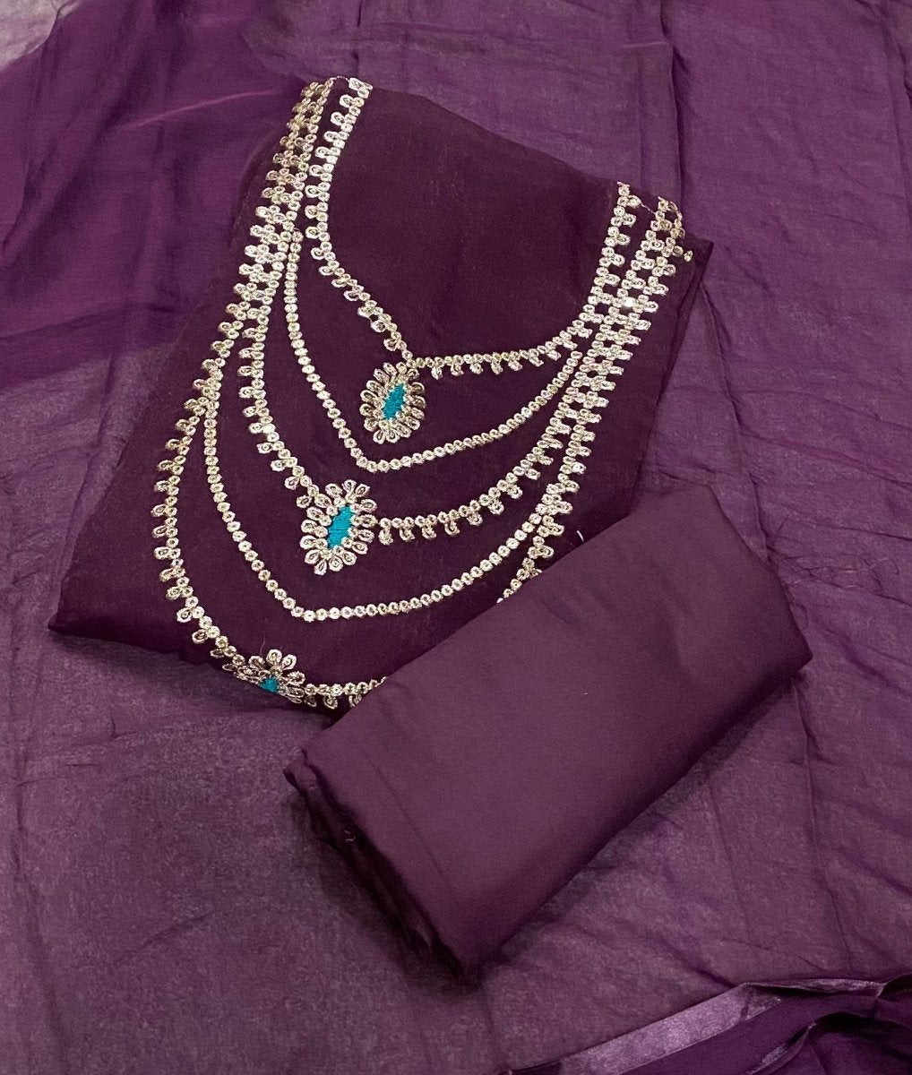 Fancy Shimmer Suit Set with Zari & Sequins Work - Yanchi