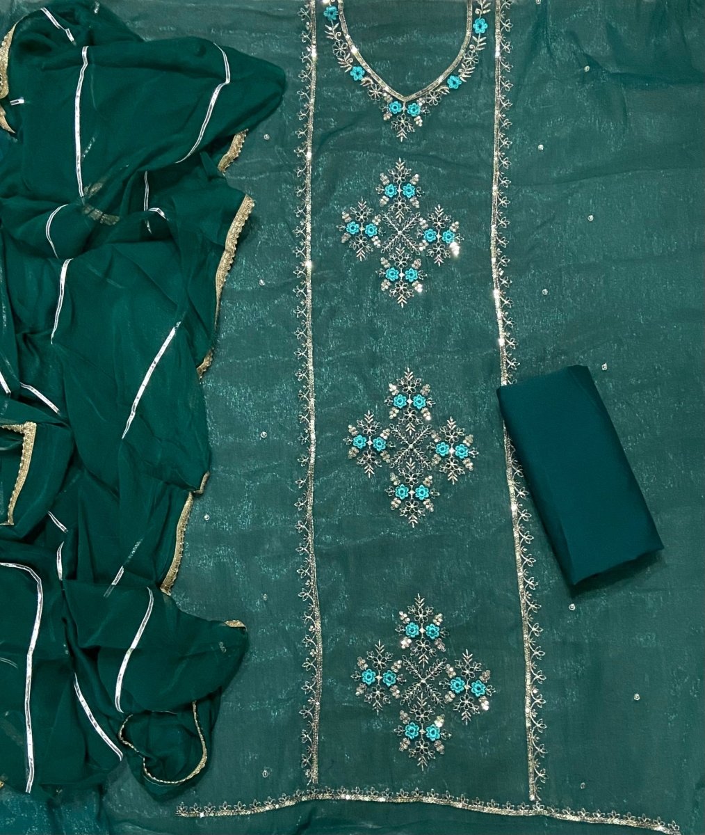 Fancy Shimmer Suit Set with Zari & Sequins Work - Yanchi