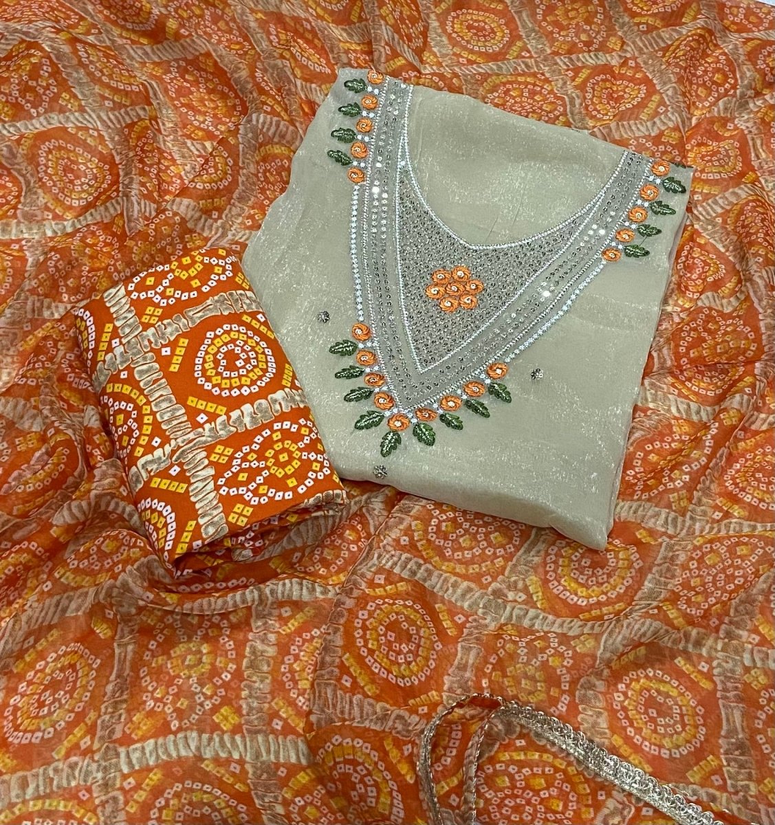 Fancy Shimmer Suit Set with Zari & Sequins Work - Yanchi