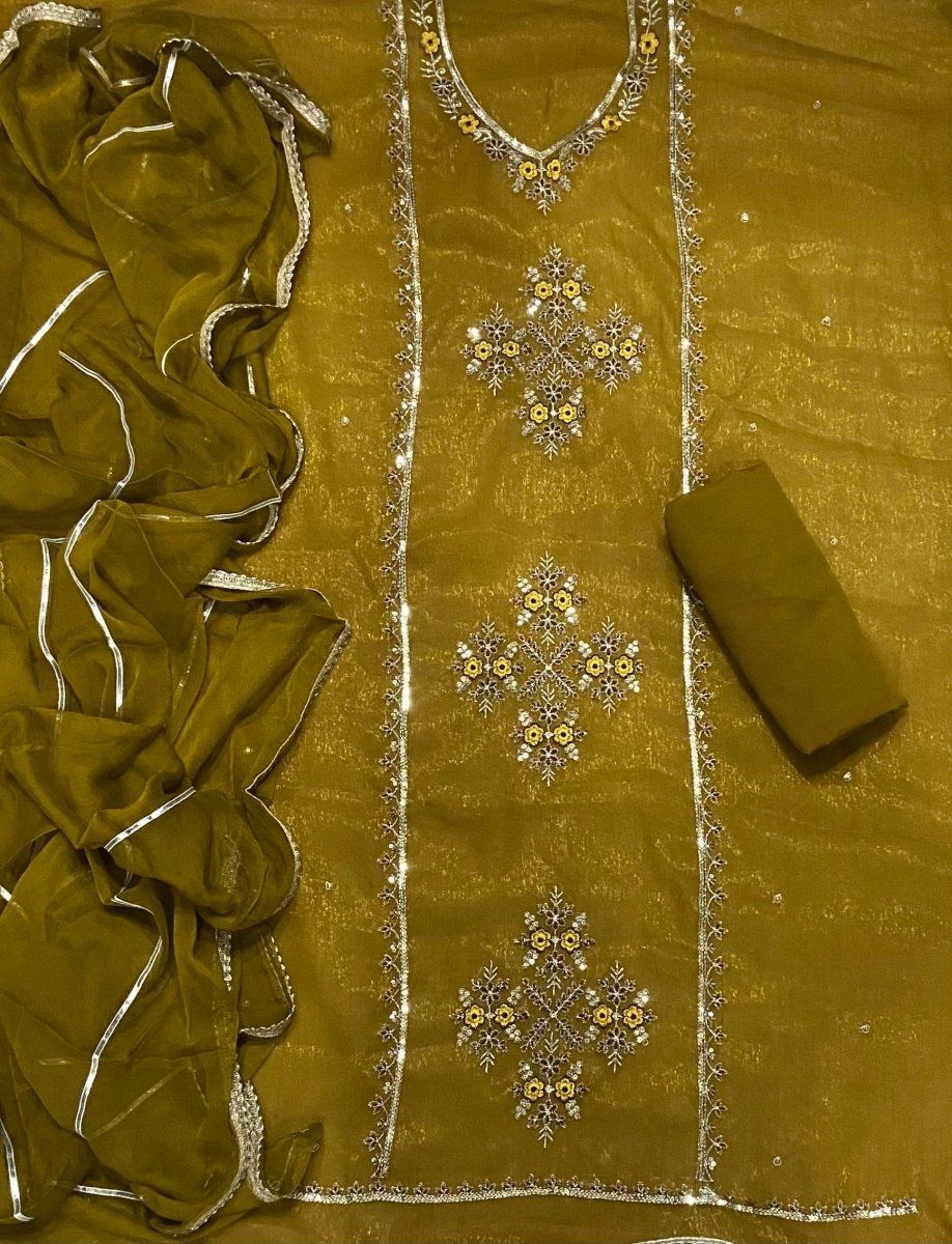 Fancy Shimmer Suit Set with Zari & Sequins Work - Yanchi