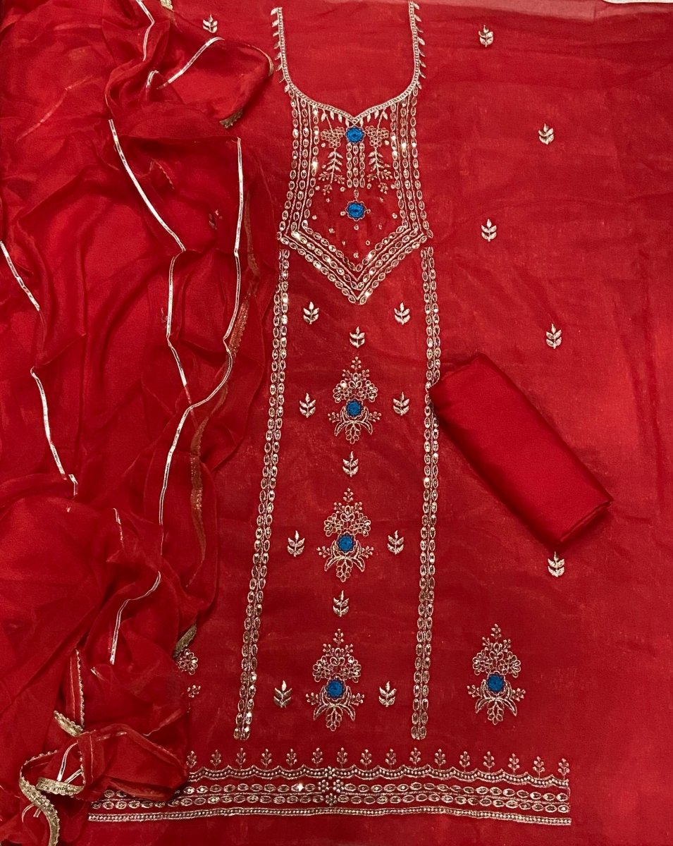 Fancy Shimmer Suit Set with Zari & Sequins Work - Yanchi