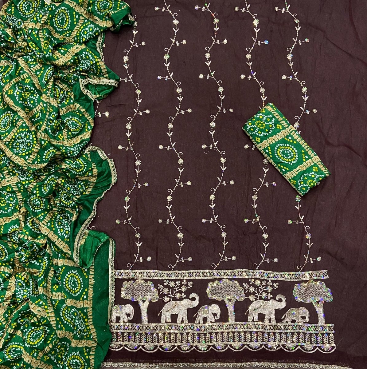 Fancy Shimmer Suit Set with Zari & Sequins Work - Yanchi