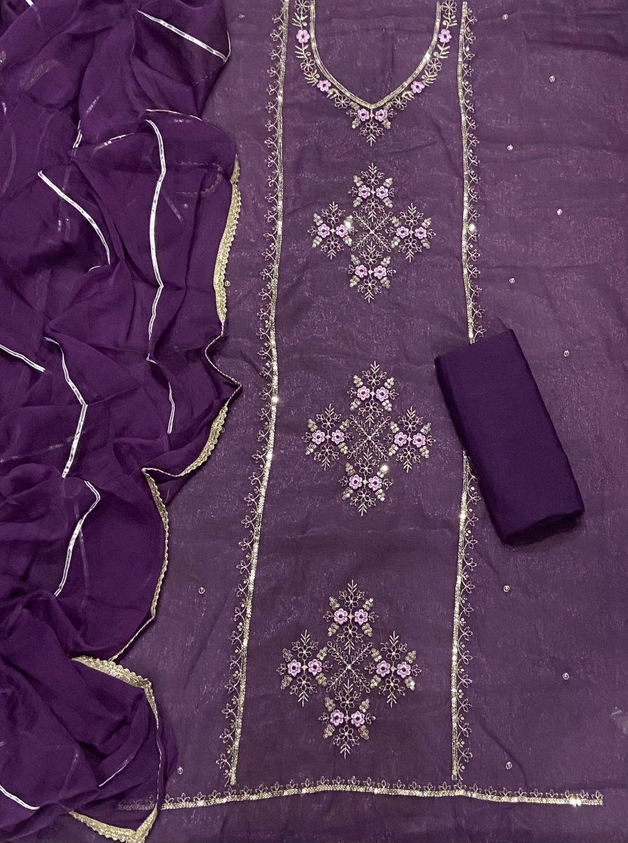 Fancy Shimmer Suit Set with Zari & Sequins Work - Yanchi