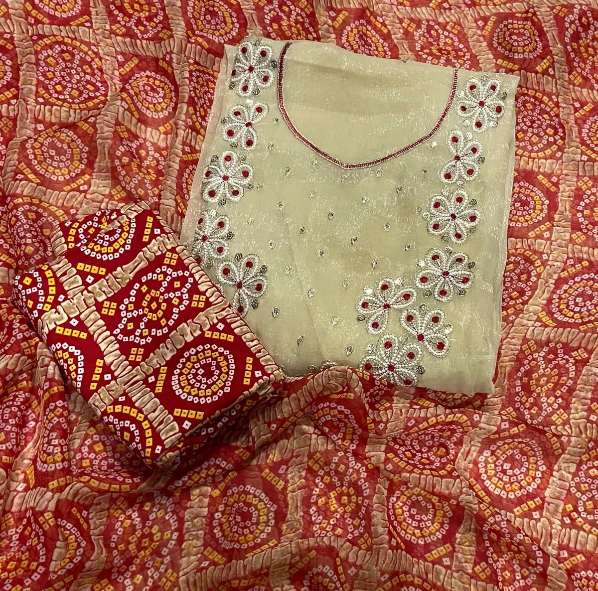 Fancy Shimmer Suit Set with Zari & Sequins Work - Yanchi