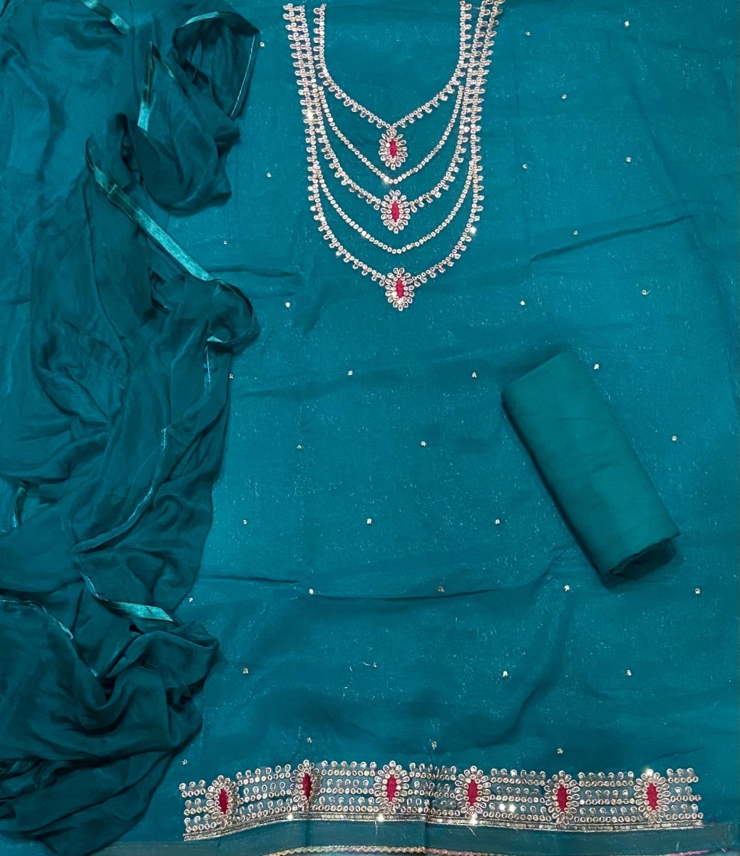 Fancy Shimmer Suit Set with Zari & Sequins Work - Yanchi