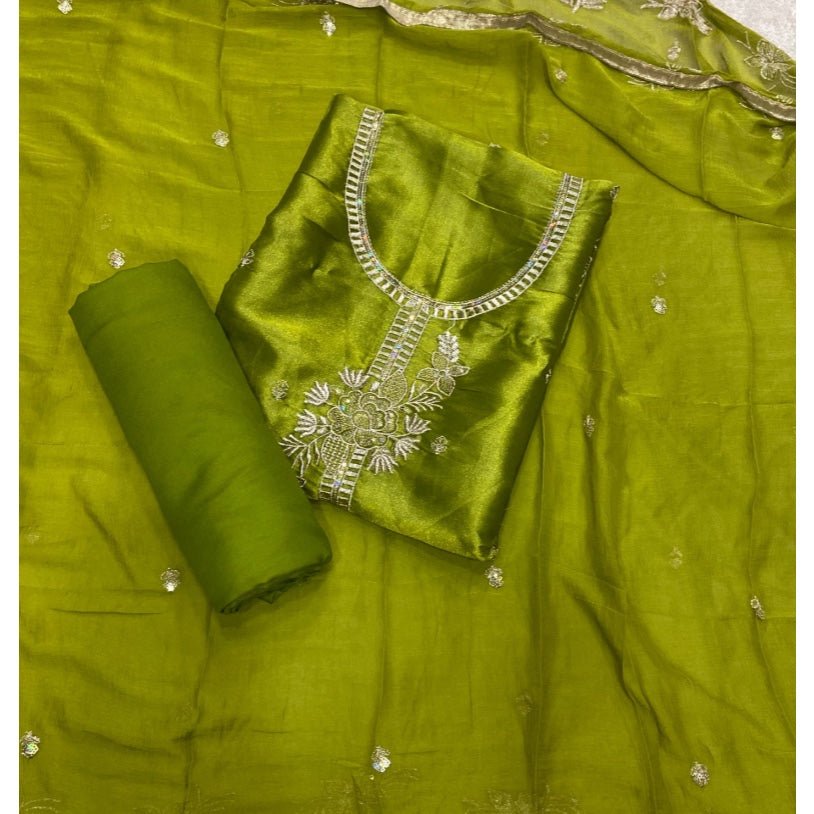 Fancy Shimmer Suit Set with Zari & Sequins Work - Yanchi