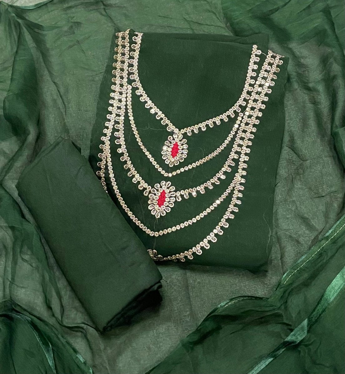 Fancy Shimmer Suit Set with Zari & Sequins Work - Yanchi