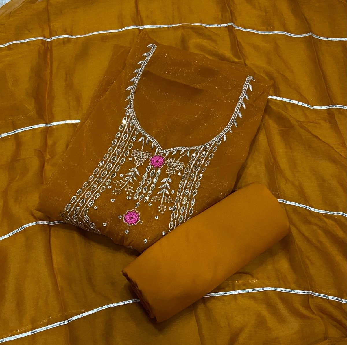 Fancy Shimmer Suit Set with Zari & Sequins Work - Yanchi