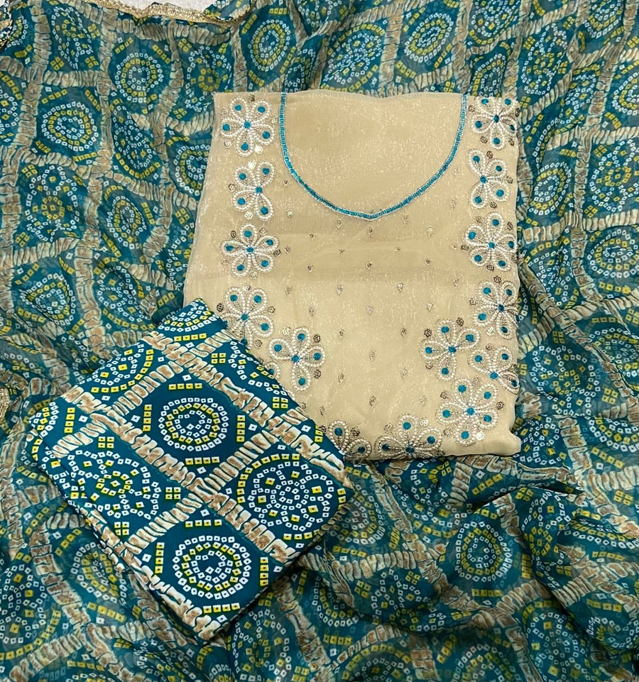 Fancy Shimmer Suit Set with Zari & Sequins Work - Yanchi