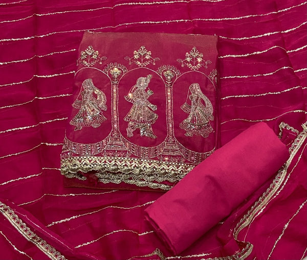 Fancy Shimmer Suit Set with Zari & Sequins Work - Yanchi
