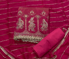 Fancy Shimmer Suit Set with Zari & Sequins Work - Yanchi