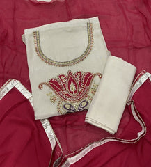 Fancy Shimmer Suit Set with Zari & Stone Work - Yanchi
